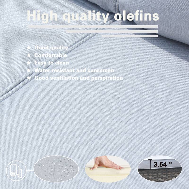 OVIOS 7-piece Wicker Sectional Sofa Swivel Rocking Chair Set With Fire Pit