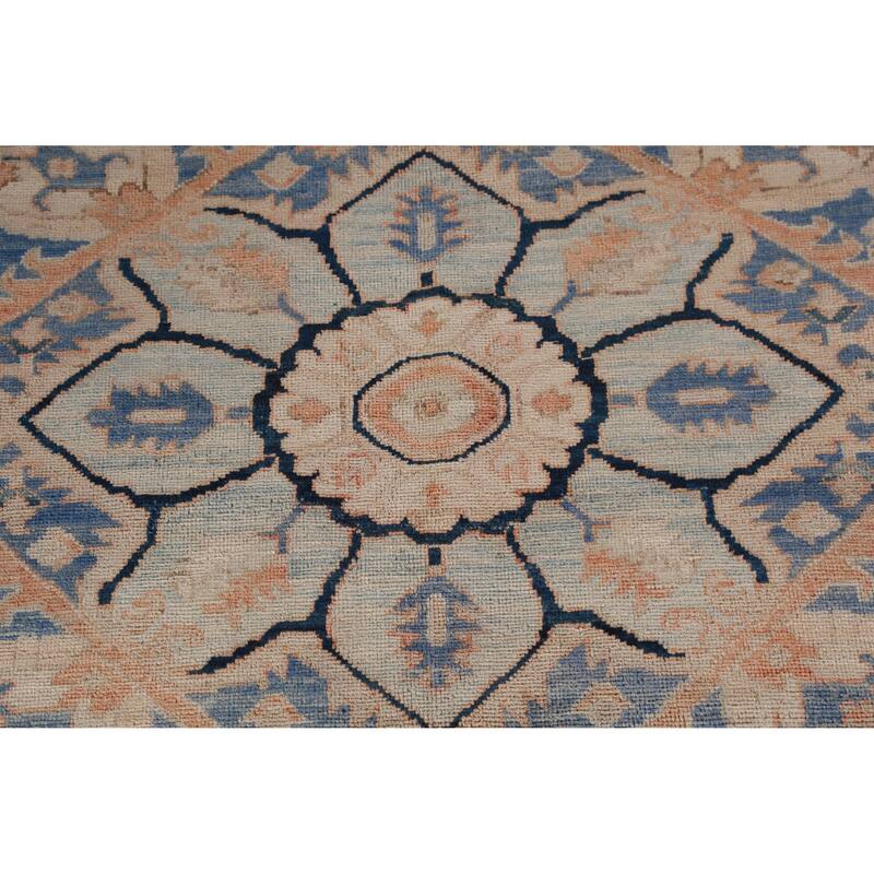 Orange Vegetable Dye Heriz Serapi Rug Hand-Knotted Wool Carpet - 8'11"x 11'11"
