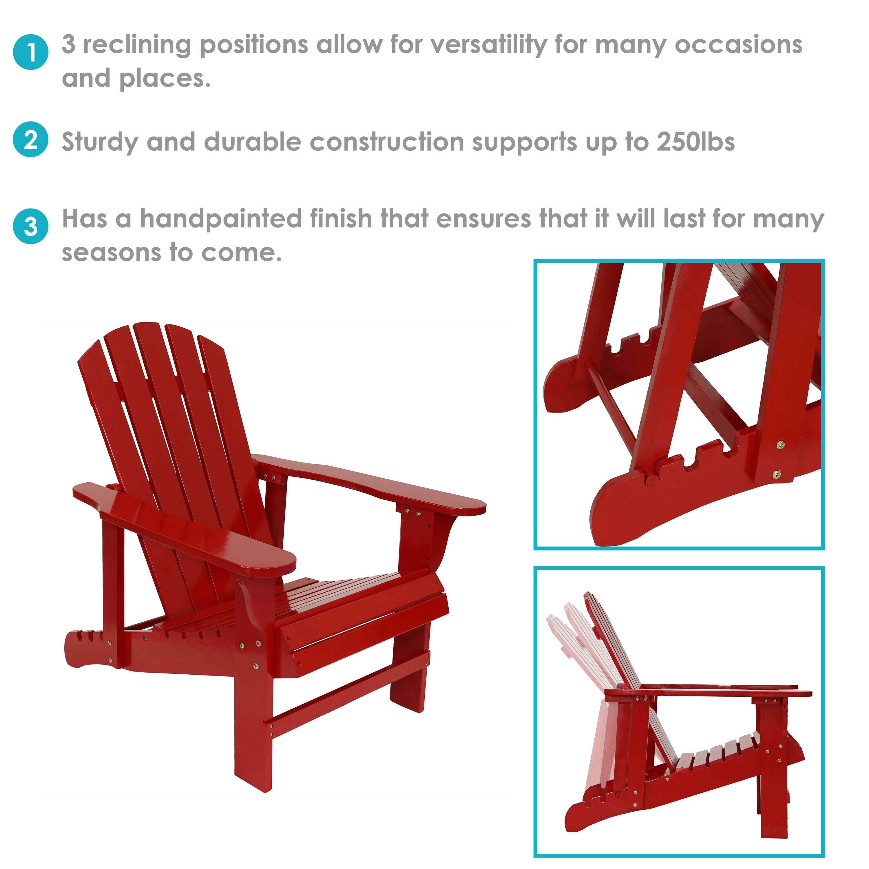 Adirondack Chair with Adjustable Backrest Red Bed Bath