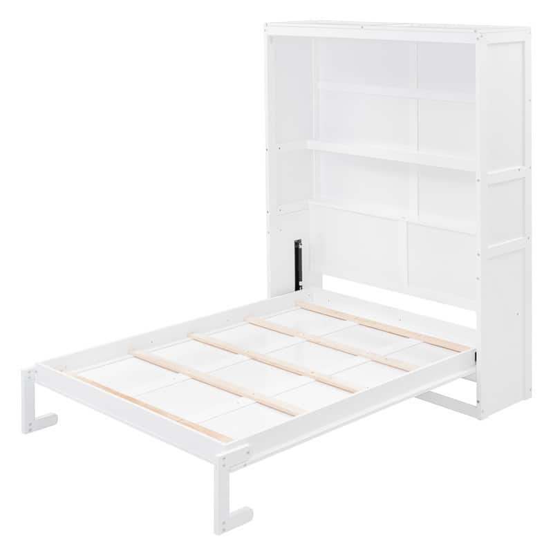 Wooden Quenn Size Murphy Bed Wall Bed with Shelves
