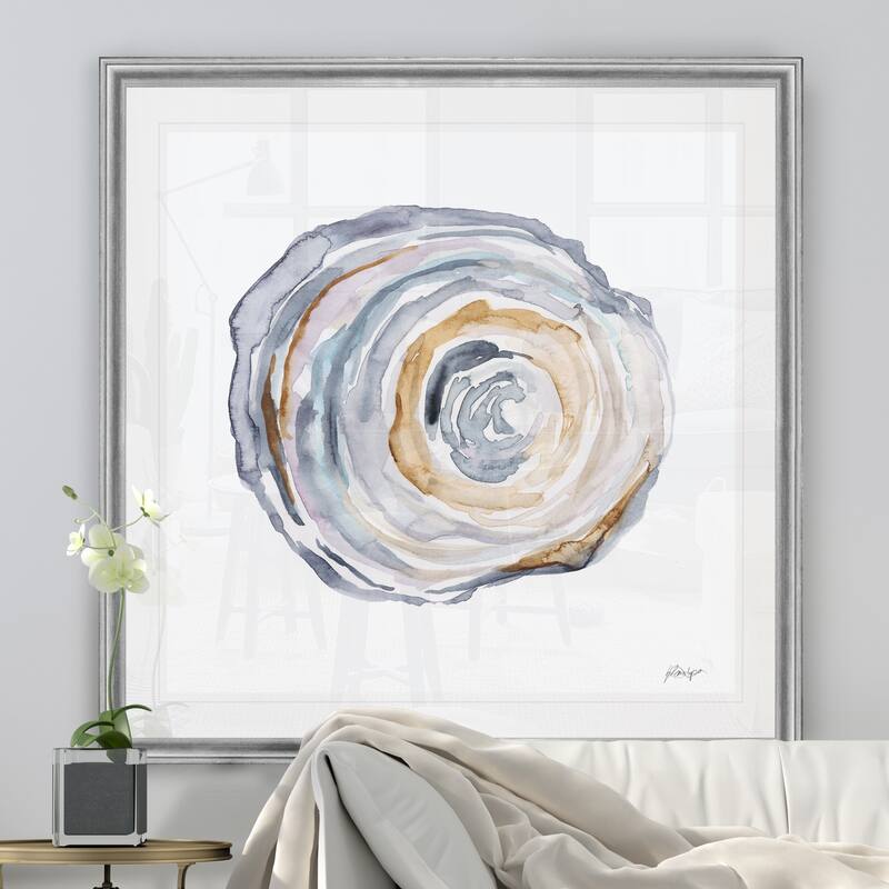 Watercolor Tree Ring IV -Black Framed Print