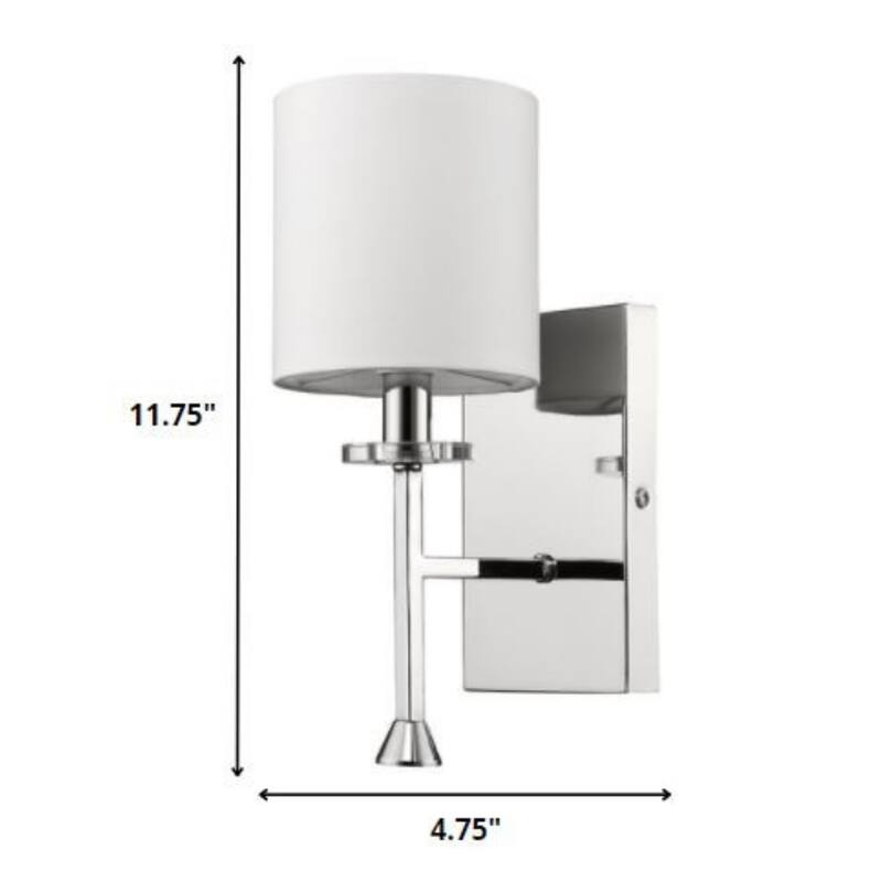 Metal Wall Sconce with White Linen Shade Dimmable LED - 6.5” x 4.75” x 11.75” (D x W x H)