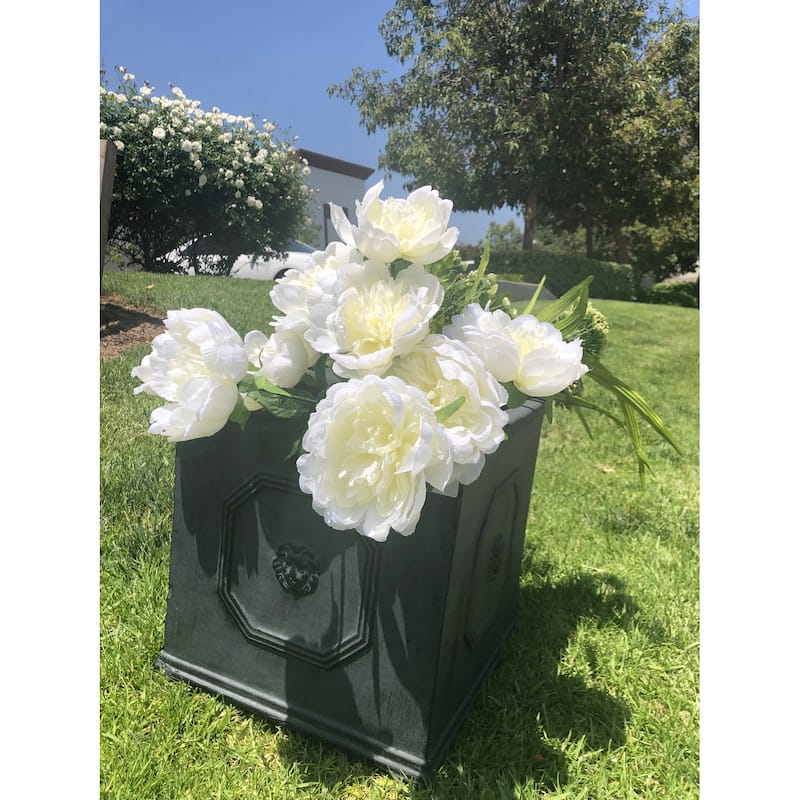 DurX-litecrete Lightweight Concrete Lion Head Square Antique Rust Color Planter Medium - 12.6'x12.6'x12.6'