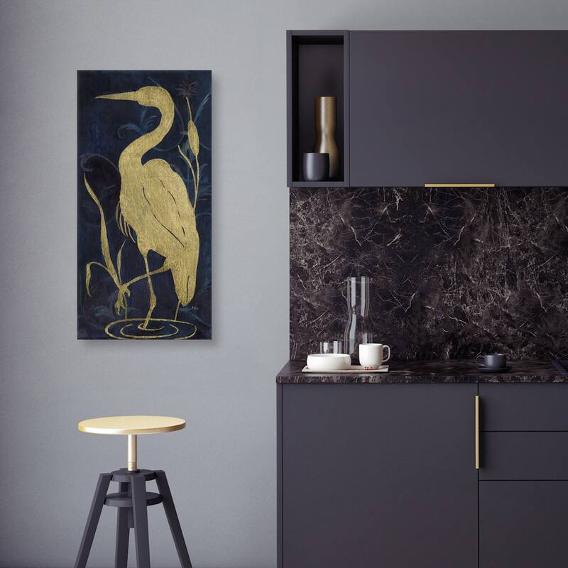 Egret on Indigo II Canvas Art Print