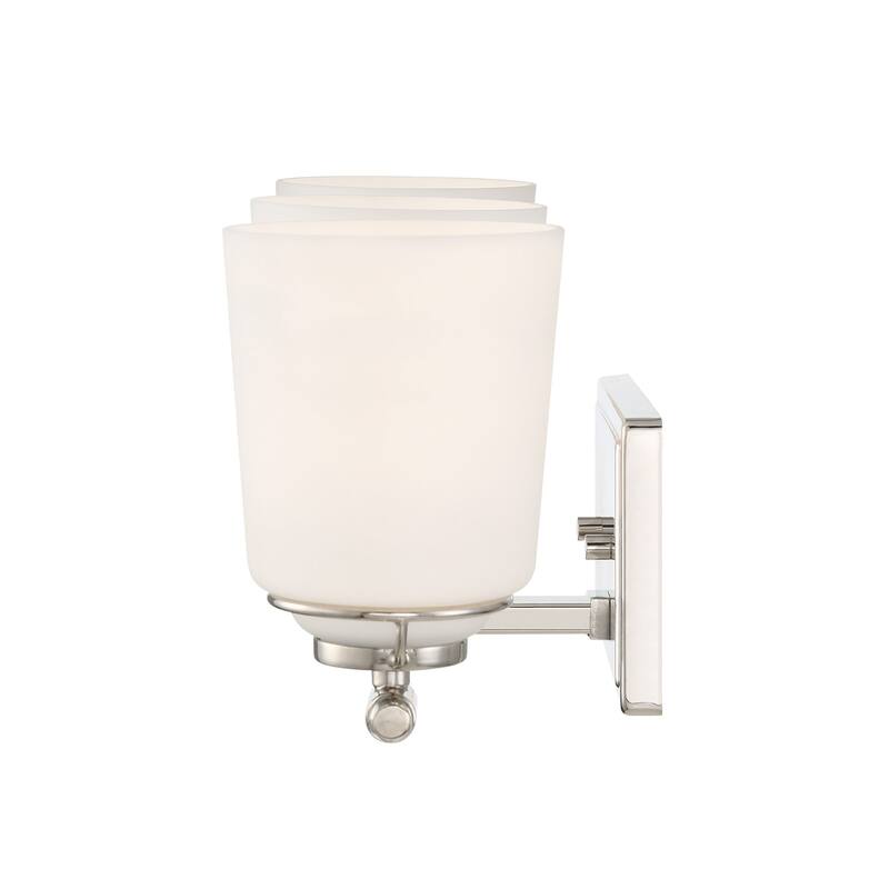 Stella 23.5 in. 3-Light Polished Nickel Modern Vanity Light with Etched Opal Glass Shades