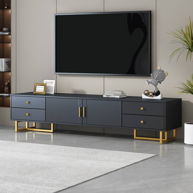 TV Stand for 65+ Inch TV, Entertainment Center TV Media Console Table, Modern TV Stand with Storage - Black