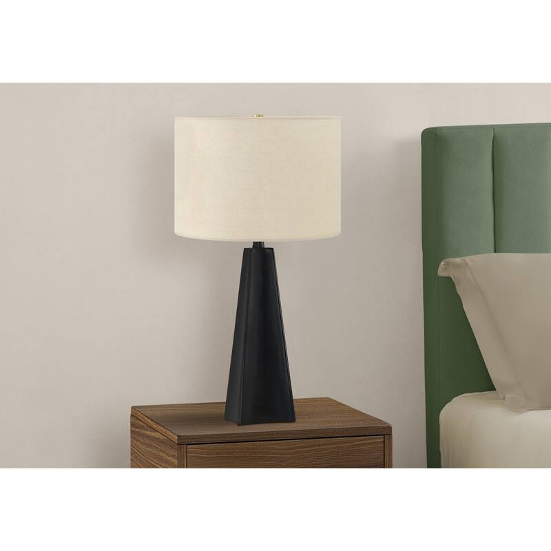 Lighting, 27"h, Table Lamp, Black Resin, Beige Shade, Modern