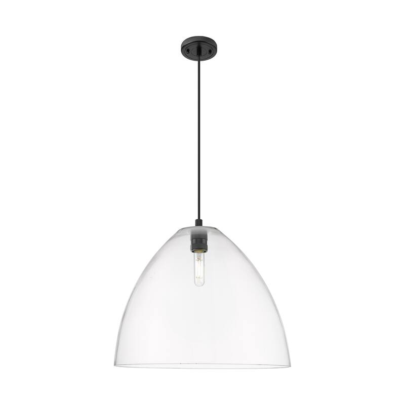 Innovations Lighting Downtown Urban - Crown Point - 1 Light 16" Bristol Cord Hung Pendant - Clear/Matte Black