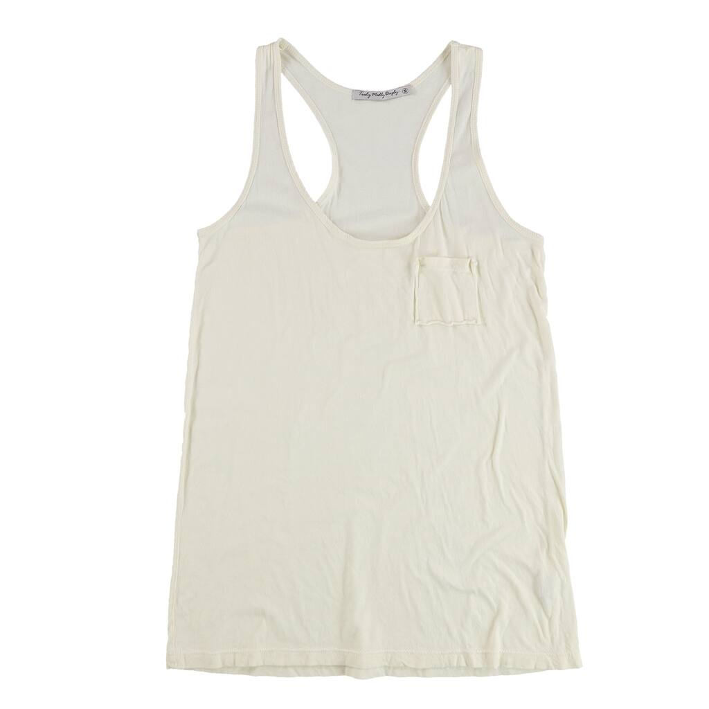 TRULY MADLY DEEPLY Womens Solid Pocket Racerback Tank Top,, Off-White, Medium