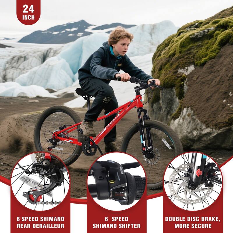 Mountain Bike for Girls and Boys Mountain 24 inch shimano 6-Speed bike