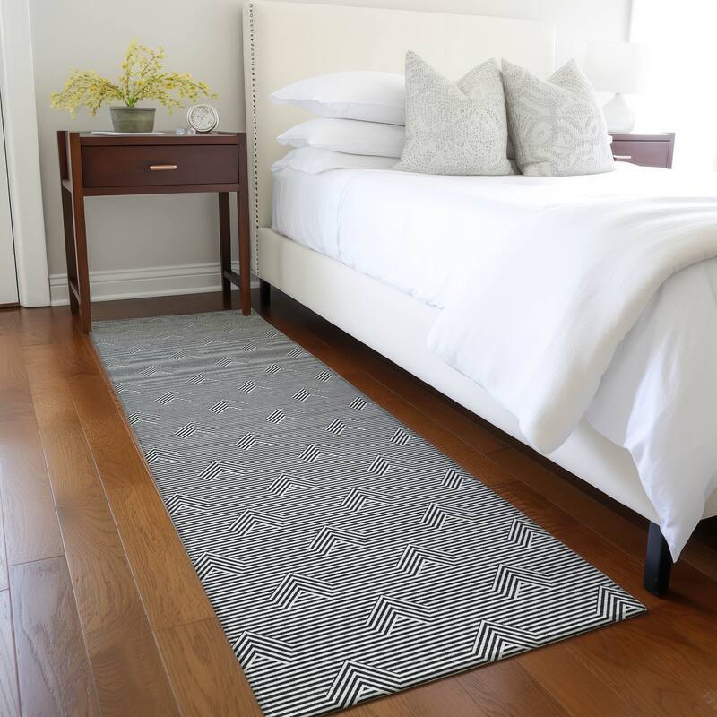 Machine Washable Indoor/ Outdoor Chantille Contemporary Stripe Rug
