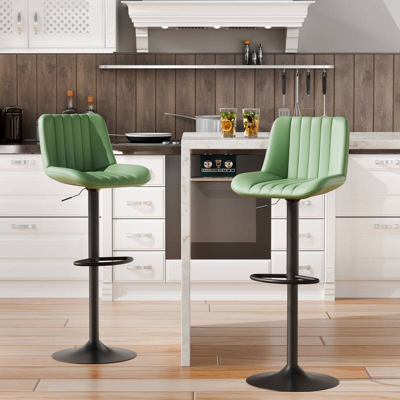 Bar Stool with 360° Swivel - Modern Kitchen & Home Bar Seating，Set of 2 - Green