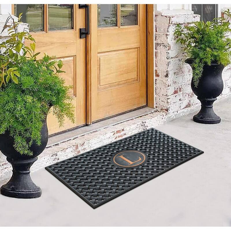 A1HC 100% Pure Rubber Monogrammed Front Door Mat 24" x39" Indoor Outdoor Doormat