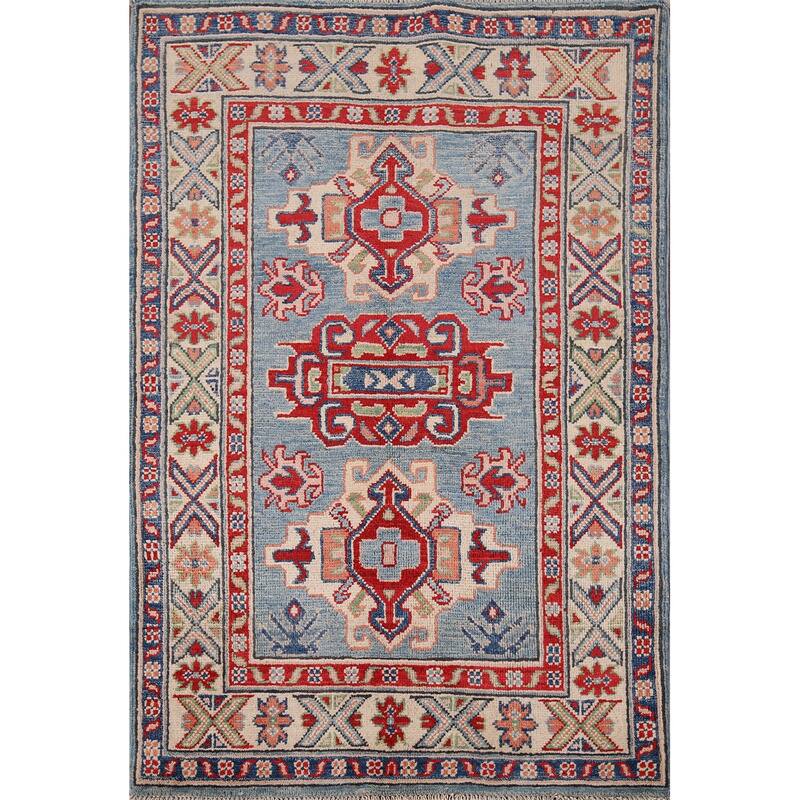 Kazak Accent Rug Handmade Foyer Wool Carpet - 2'7" x 3'10"