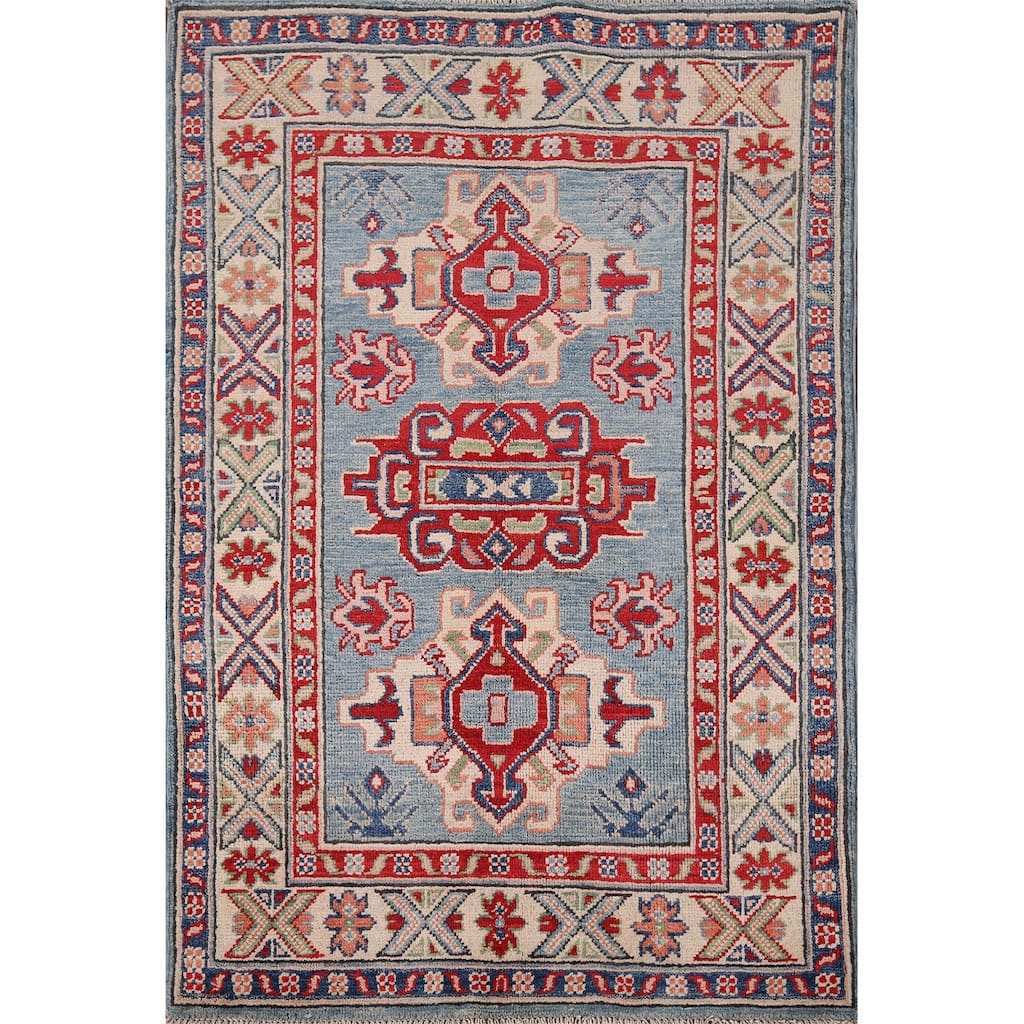 Kazak Accent Rug Handmade Foyer Wool Carpet - 2'7" x 3'10"