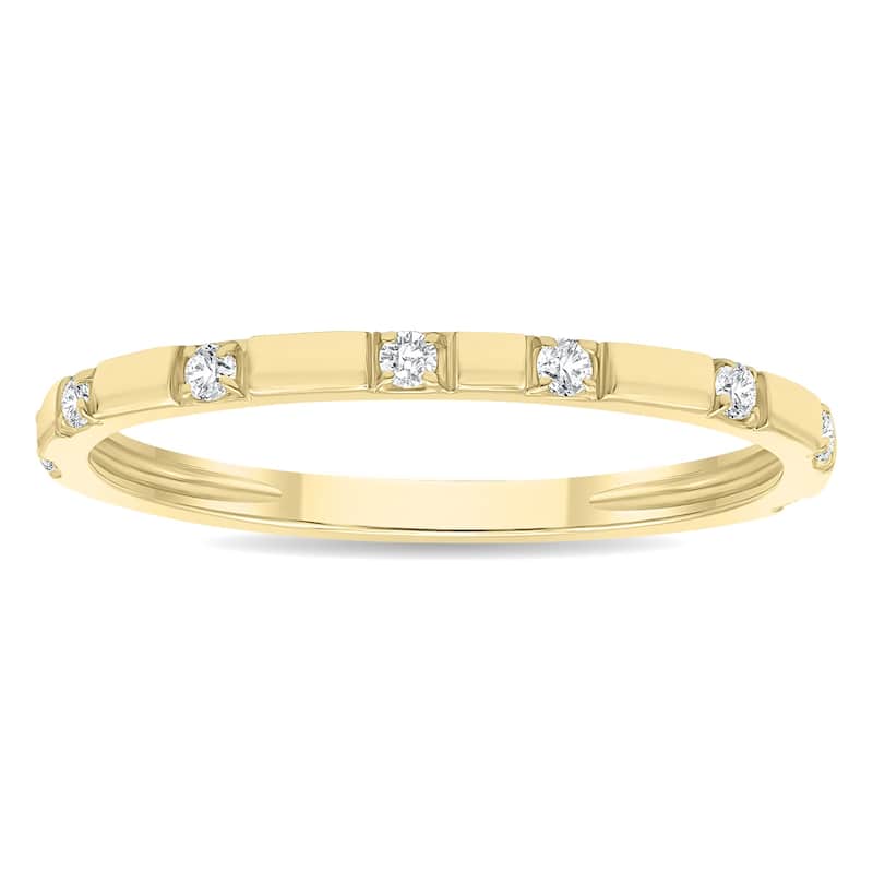 Women's 1/10 Carat TW Thin Diamond Wedding or Fashion Band in 10K Yellow Gold
