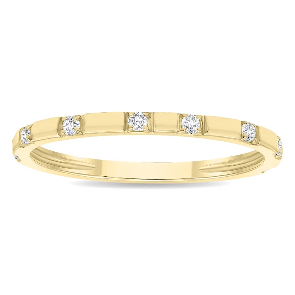 Women's 1/10 Carat TW Thin Diamond Wedding or Fashion Band in 10K Yellow Gold