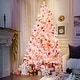 preview thumbnail 15 of 16, Yaheetech Pre-lit Flocked Artificial Christmas Tree Snow Frosted Christmas Tree, Pink 7.5 Foot