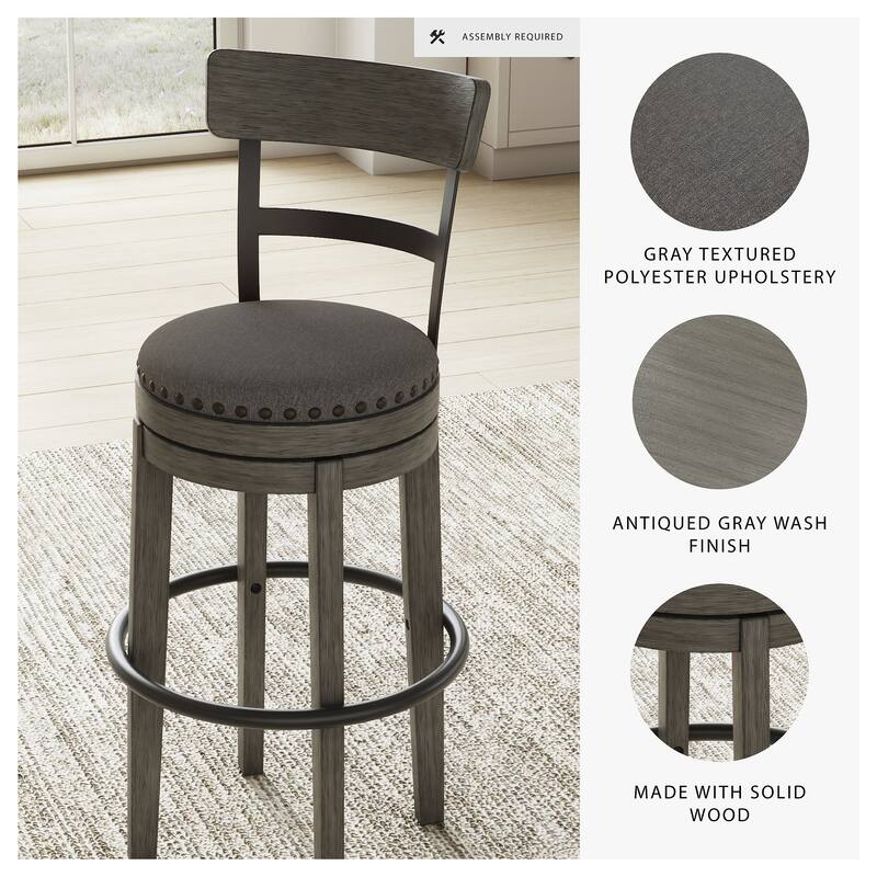 Signature Design by Ashley Caitbrook Gray Upholstered Swivel Barstool, Single