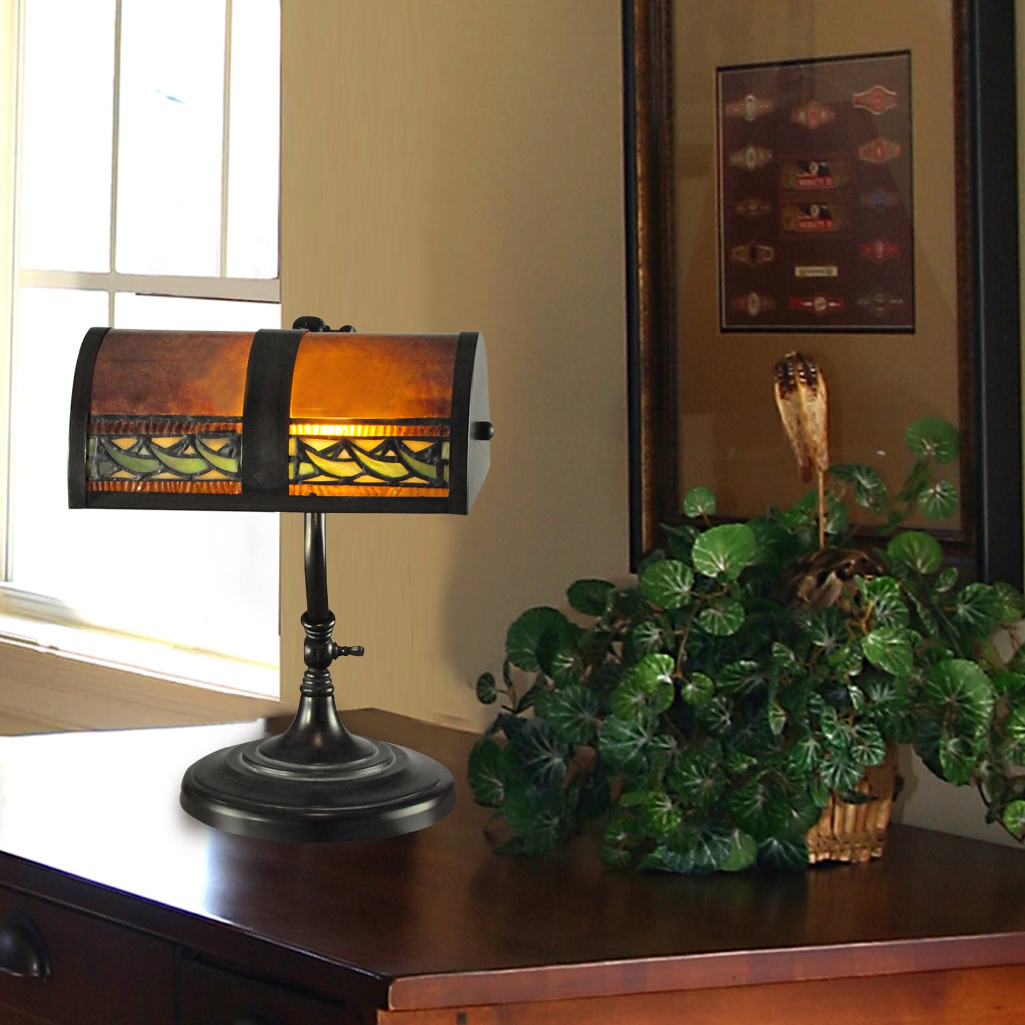 Egyptian Mica and Tiffany Desk Lamp - Mica Bronze