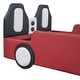 preview thumbnail 14 of 39, Race Car-shaped Frame Upholstered Bed with Wheels, Twin Size Grounded Slat Support Children Floor Bed for Toddler Platform Bed