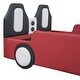 preview thumbnail 4 of 8, Wooden Twin Size Race Car-Shaped Platform Bed with Wheels, PU Leather Bed with Support Slat for Bedroom, Red