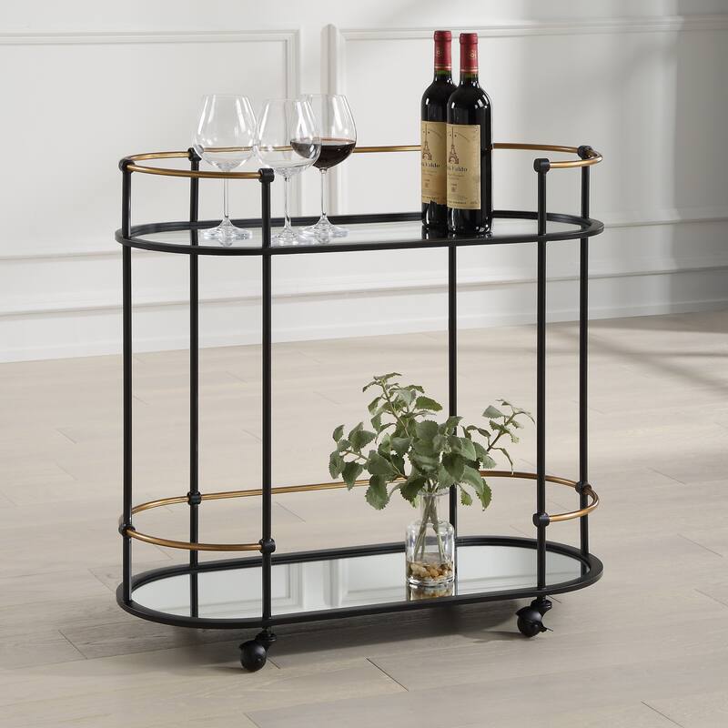 Uttermost 24186 Andre 32" Wide Metal Bar Cart with Two Shelves