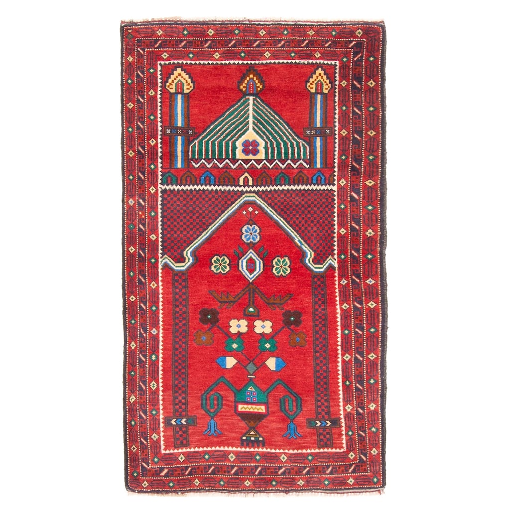 ECARPETGALLERY Hand-knotted Teimani Red Wool Rug - 2'10 x 5'5