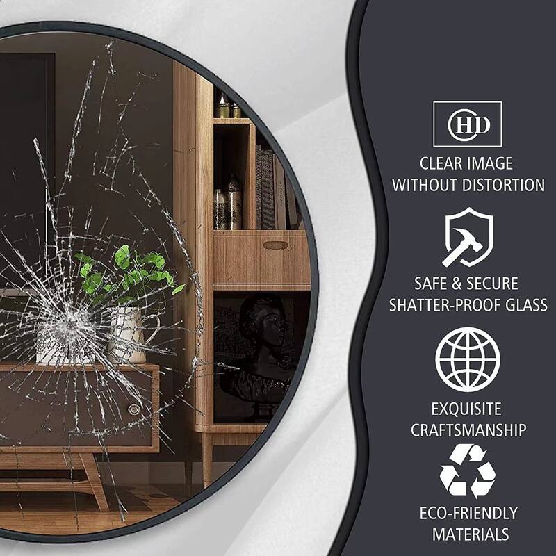 Round Mirror Wall Mounted, Circle Bathroom Vanity Wall Mirror with Metal Frame - 16/20/24/30/32/36"