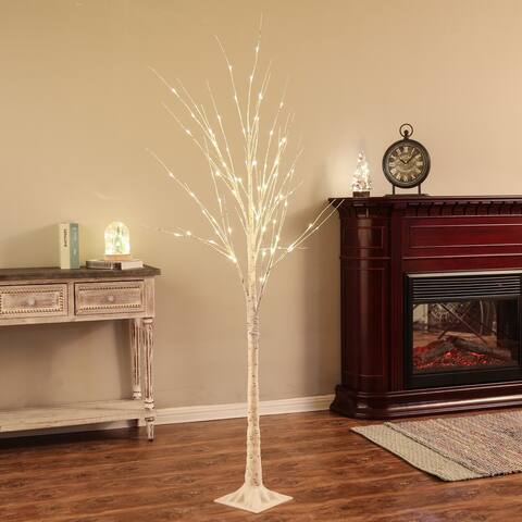 5.9' White Birch Tree Christmas Holiday Decoration with LED Lights - 71" H