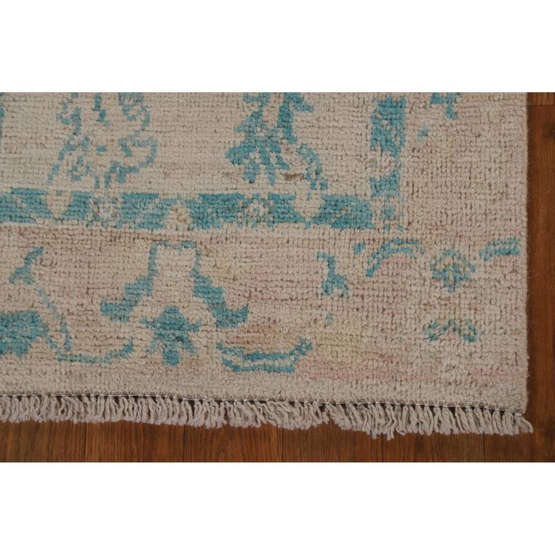 Traditional Geometric Oushak Turkish Oriental Wool Rug Handmade Carpet - 1'11" x 3'11"