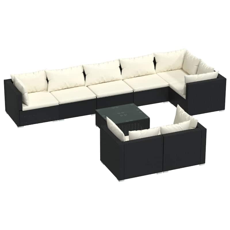vidaXL Patio Lounge Set Outdoor Sectional Sofa Set Table Garden Poly Rattan
