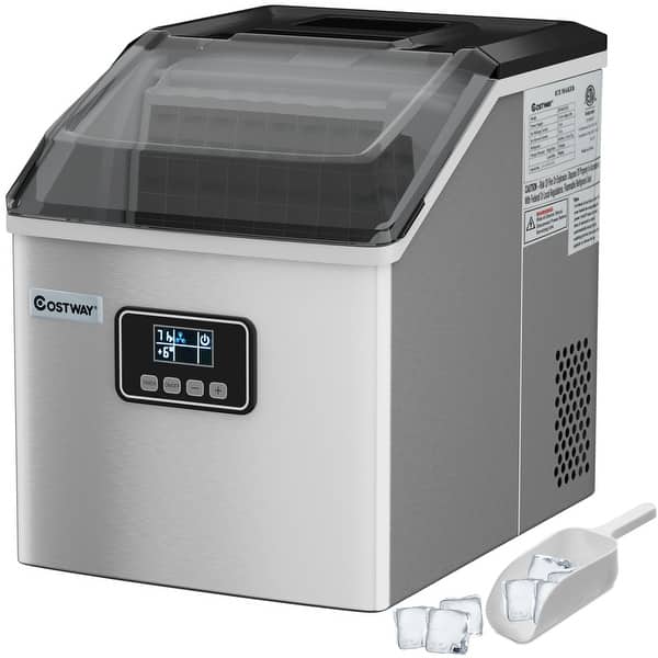slide 2 of 12, Stainless Steel Ice Maker Machine Countertop 48Lbs/24H Self-Clean with Silver