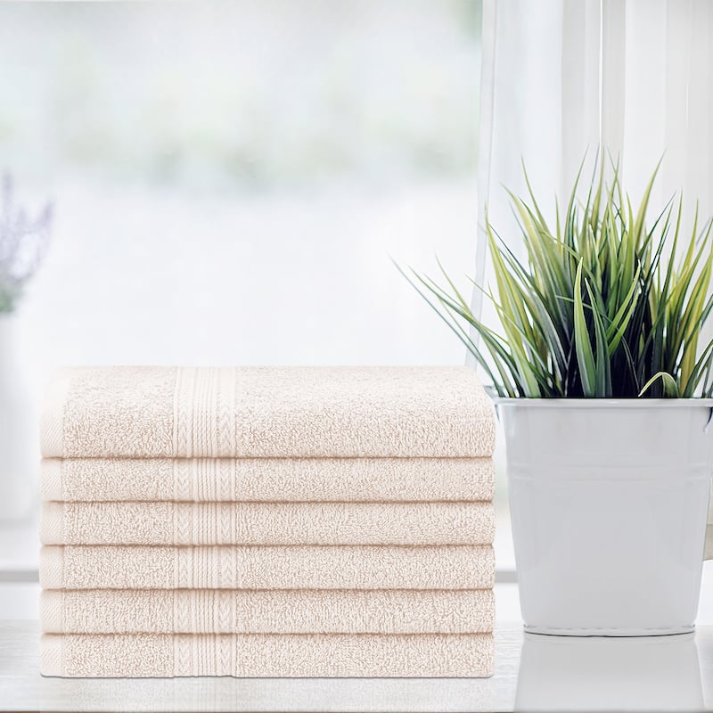 Superior Eco Friendly Cotton Soft and Absorbent Hand Towel - (Set of 6) - Ivory