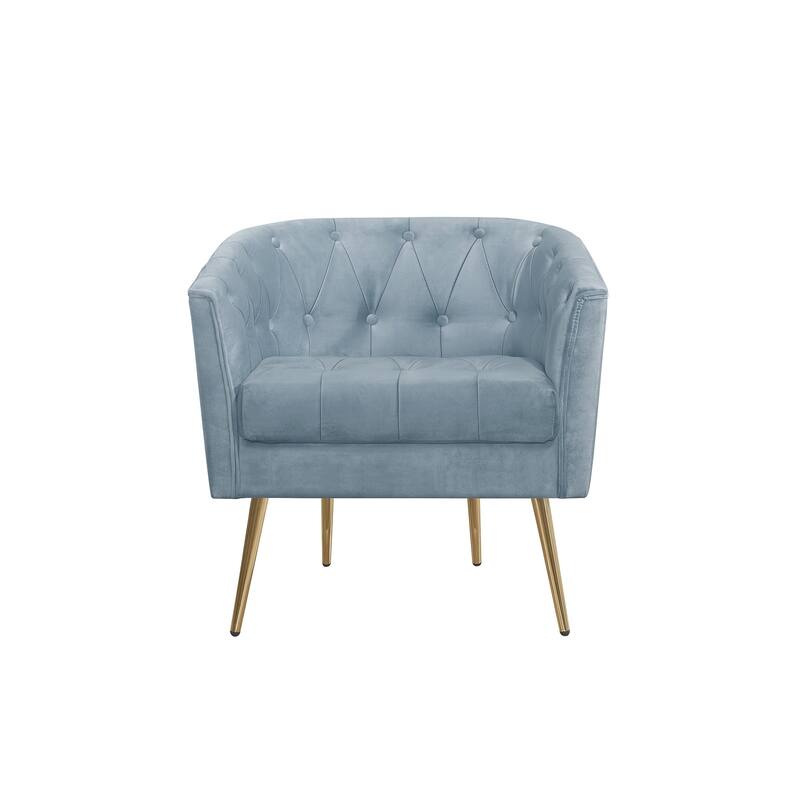 Clayfell CASSY VELVET FLARED ARM CHAIR WITH STOOL - 28.9"