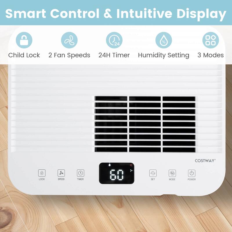 Costway 54 pints Dehumidifier With Drain Hose 3 Modes LED Display - See Details