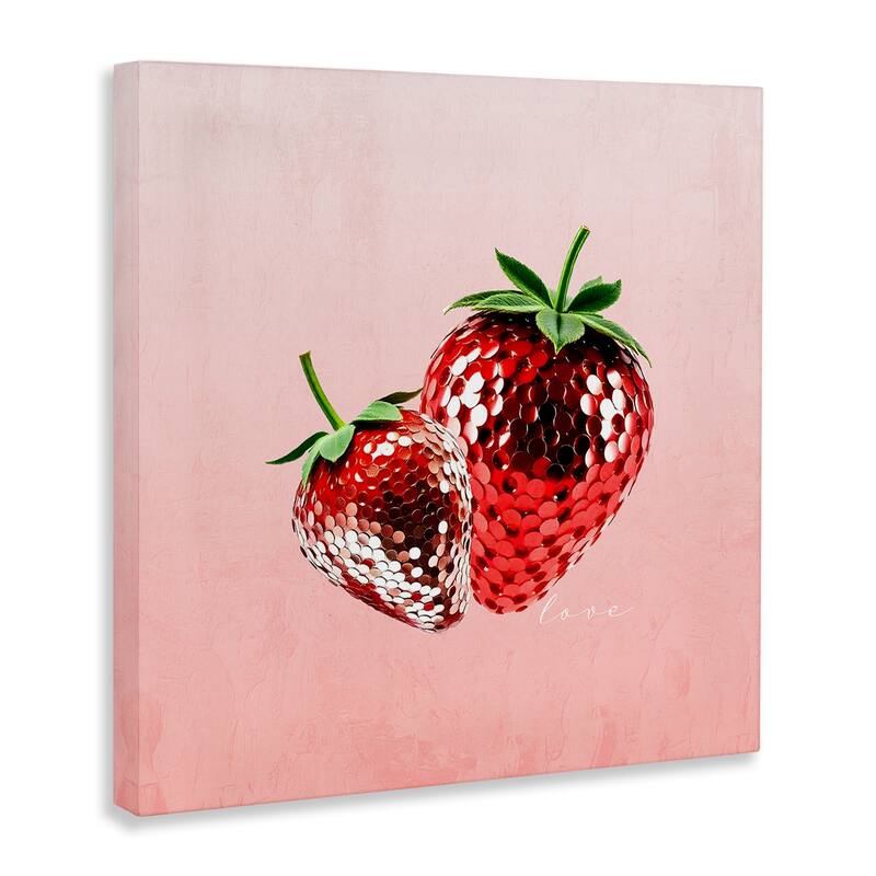 Stupell Disco Sequin Strawberries Canvas Wall Art Design By Kim Allen