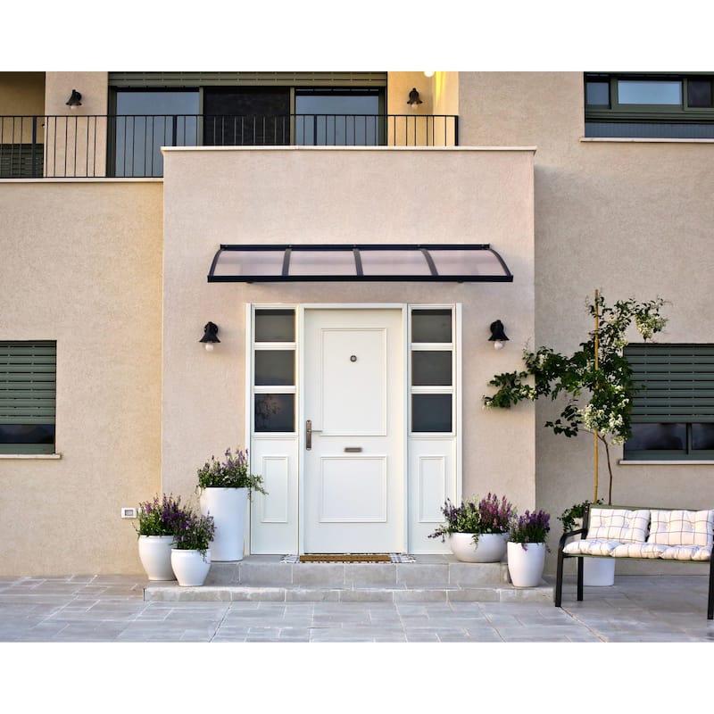 Herald 5 ft. Gray/Clear Door and Window Fixed Awning