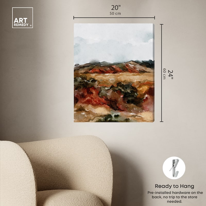 Art Remedy A Campfire Gallery Wrapped Landscape 1 Piece Canvas Wall Art Watercolor Style