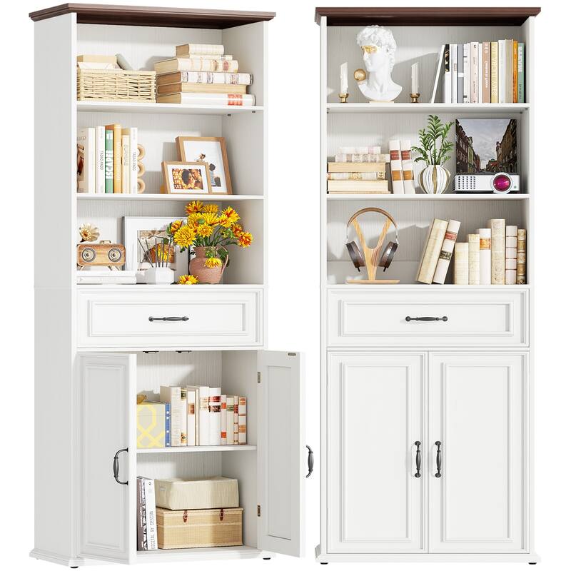 Farmhouse 25'' Kitchen Pantry Cabinet with Drawer ＆ Doors, Freestanding Cupboard with Storage Shelves for Kitchen, Dining Room