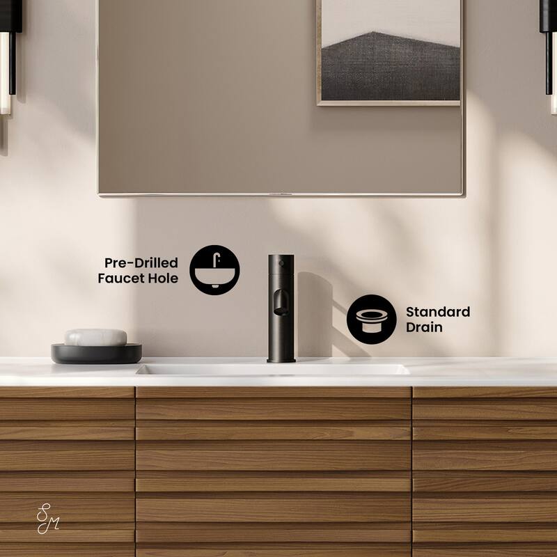 Cascade 48" Wall-Mounted Bathroom Vanity In Brown Oak With Sink Top - 48