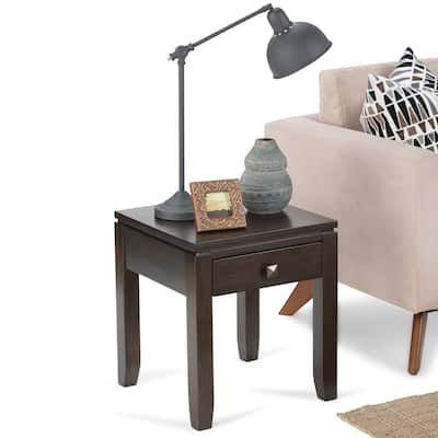 WYNDENHALL Essex Solid Wood 18-inch Square 1-drawer End Table