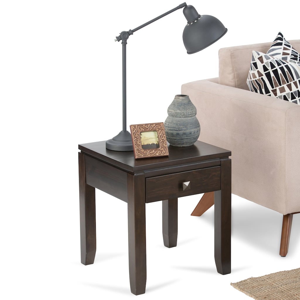 WYNDENHALL Essex Solid Wood 18-inch Square 1-drawer End Table