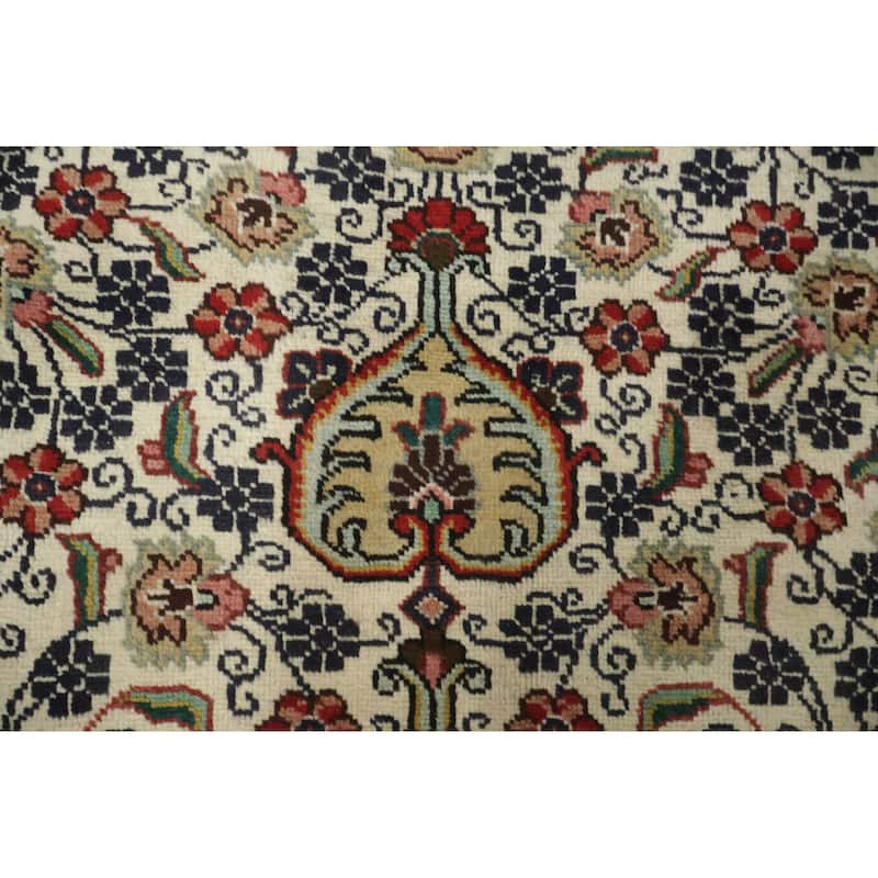 Hand Knotted Oriental 100% Wool Carpet Traditional Geometric Beige & Ivories Tabriz Area Rug - 11' 3'' X 8' 2''