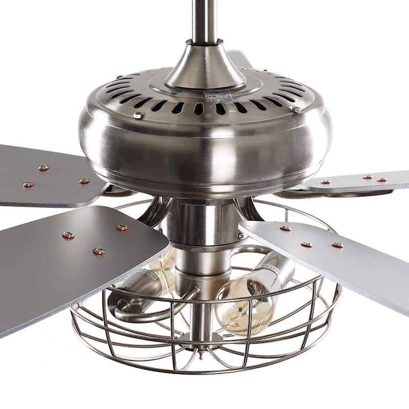 52" Indoor Chrome Downrod Ceiling Fan with Light and Remote Control