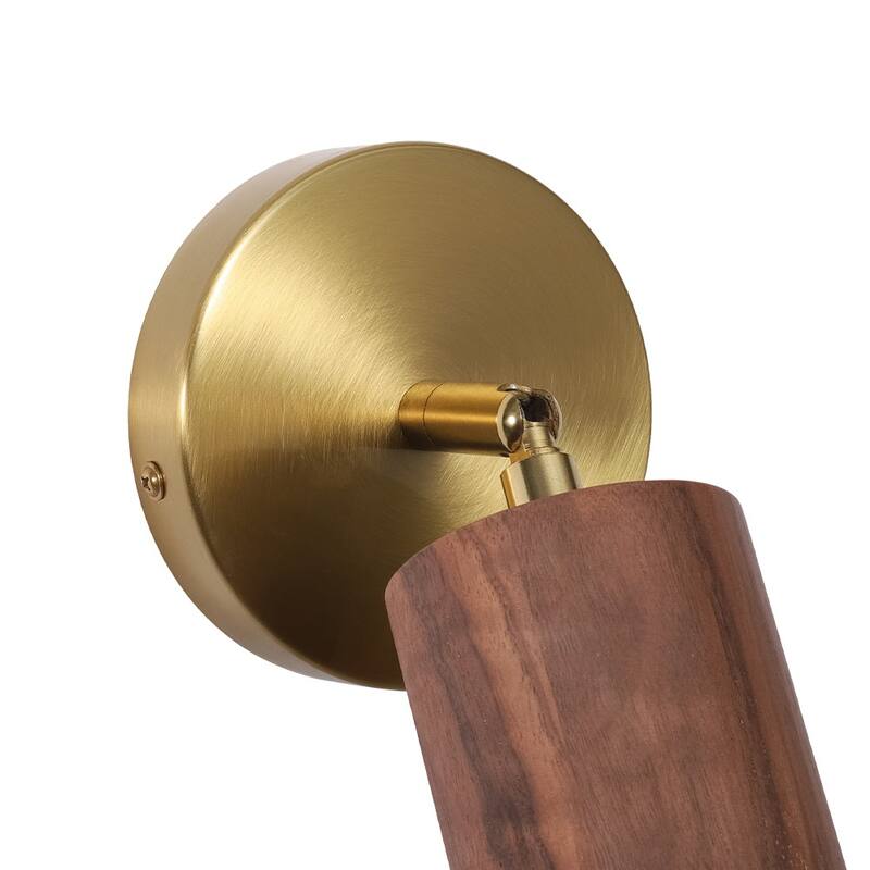 Modern Cylinder Wood Grain Dual-Mount Adjustable Wall Sconce - 4.7in