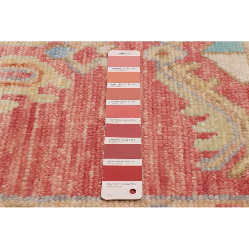 ECARPETGALLERY Hand-knotted Modern Oushak Dark Coral Wool Rug - 10' 1" x 13' 11"