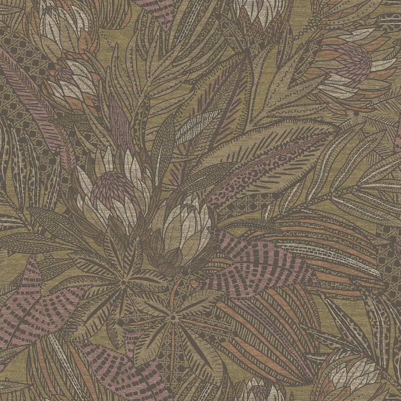 Susara Tropical Textured Eco-Foam Wallpaper – 396in x 20.8in - Ochre