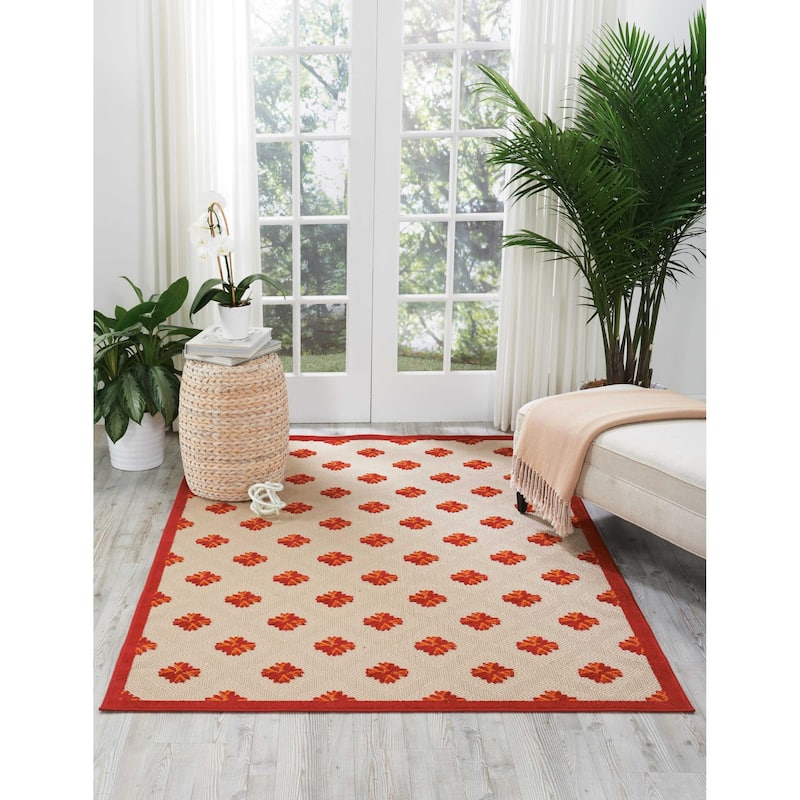 Nourison Aloha Blossom Indoor/Outdoor Area Rug - 9'6" x 13' - Red
