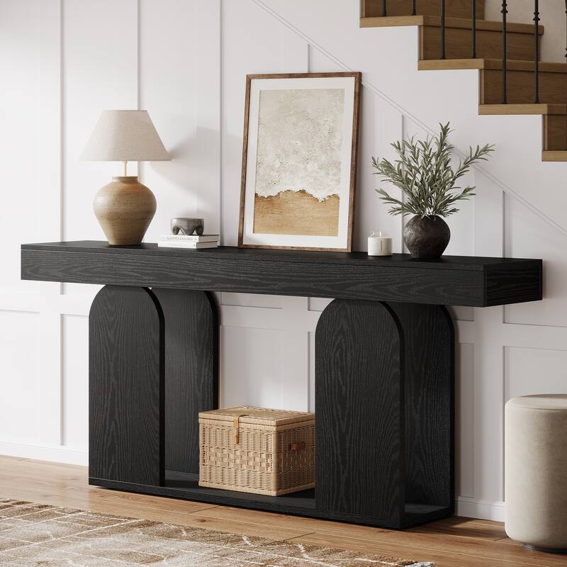 70.9" Console Table, Wood Sofa/Entryway Table with Storage Shelf, Living Room Hallway Foyer Behind Couch